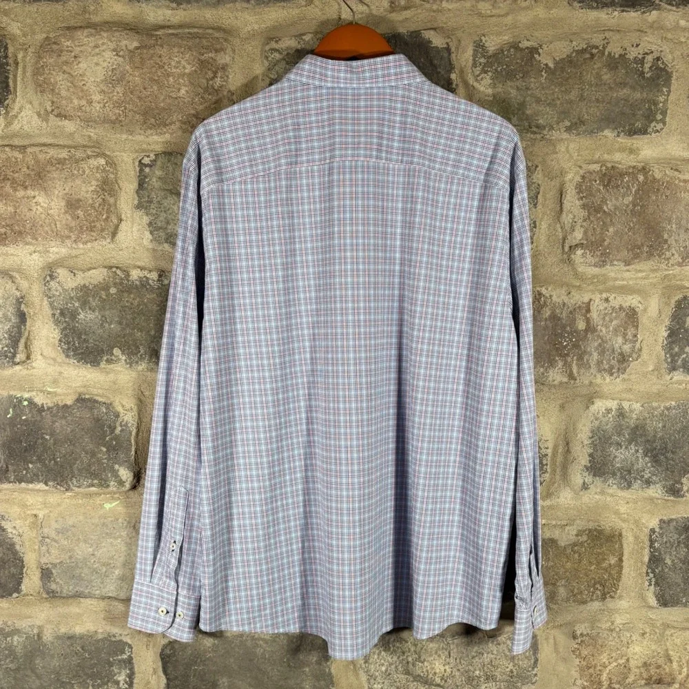 UNTUCKit XXL Plaid Shirt Mens Buehler 33987 Regular Fit‎ Blue Pink Long Sleeve